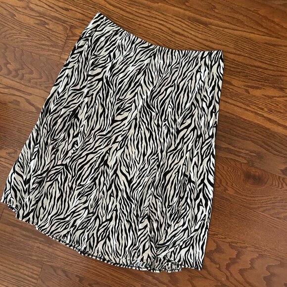 Dialogue Womens Zebra Animal Print Pull On Midi Skirt Size 1X Plus Size - Picture 3 of 7